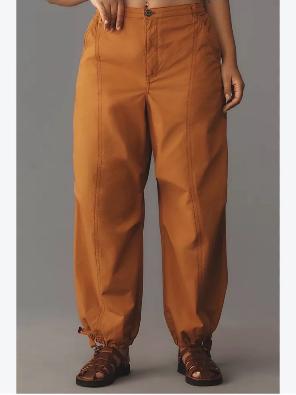 Pilcro Rust Drawstring Hem Wide-Leg Pants